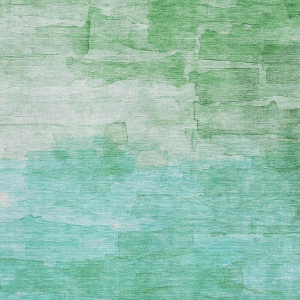 HomeRoots 8' Green And Teal Striped Washable Area Rug - Durable, UV Protected, Perfect for Family Homes! 693862