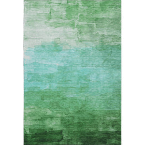 HomeRoots 10' X 14' Green And Teal Striped Area Rug – Durable, Washable, UV-Protected for Busy Homes & Pets 693864