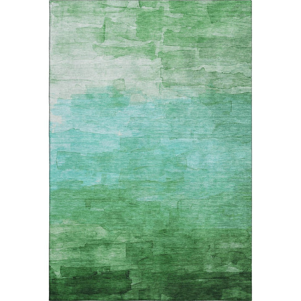 HomeRoots 10' X 14' Green And Teal Striped Area Rug – Durable, Washable, UV-Protected for Busy Homes & Pets 693864