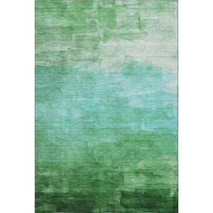 HomeRoots 10' X 14' Green And Teal Striped Area Rug – Durable, Washable, UV-Protected for Busy Homes & Pets 693864