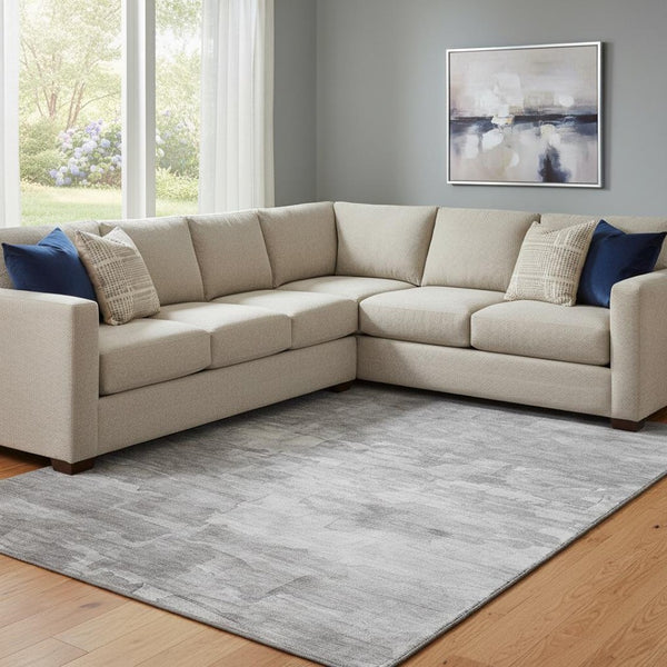 HomeRoots 8' Striped Washable Area Rug in Gray, Silver & Charcoal - UV Protected, Stain Resistant & Durable Design 693868