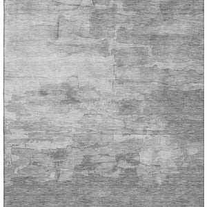 HomeRoots 8' Striped Washable Area Rug in Gray, Silver & Charcoal - UV Protected, Stain Resistant & Durable Design 693868