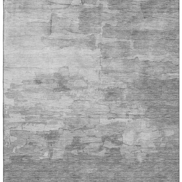 HomeRoots 8' Striped Washable Area Rug in Gray, Silver & Charcoal - UV Protected, Stain Resistant & Durable Design 693868