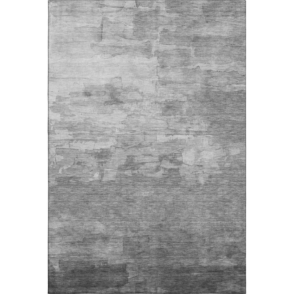 HomeRoots 9' X 12' Washable Gray Silver Charcoal Striped Area Rug with UV Protection for High-Traffic Spaces 693869