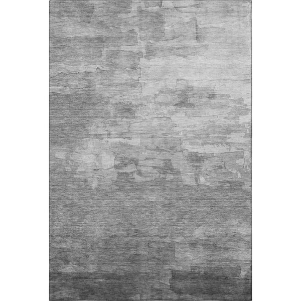 HomeRoots 9' X 12' Washable Gray Silver Charcoal Striped Area Rug with UV Protection for High-Traffic Spaces 693869