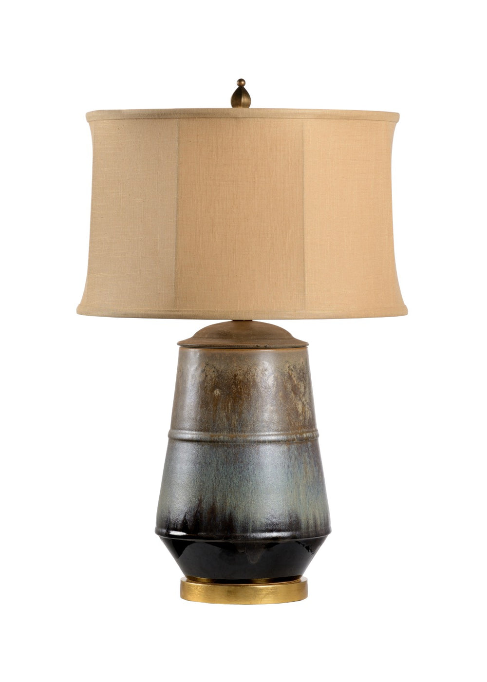 Chelsea House Vidette Ceramic Lamp With Acid Rain Wash & Antique Gold Leaf Base — Sculptural 29.5" Transitional Accent Light 69387
