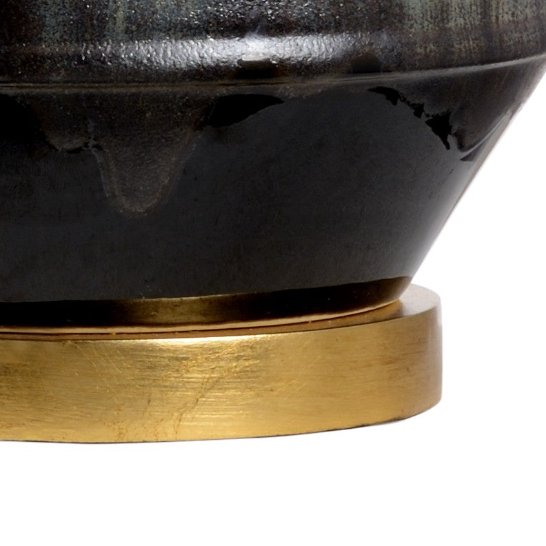 Chelsea House Vidette Ceramic Lamp With Acid Rain Wash & Antique Gold Leaf Base — Sculptural 29.5" Transitional Accent Light 69387