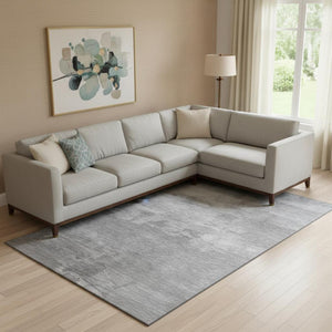 HomeRoots 10' Gray Silver & Charcoal Striped Washable Area Rug – UV Resistant, Stain-Proof, Non-Slip Design 693870