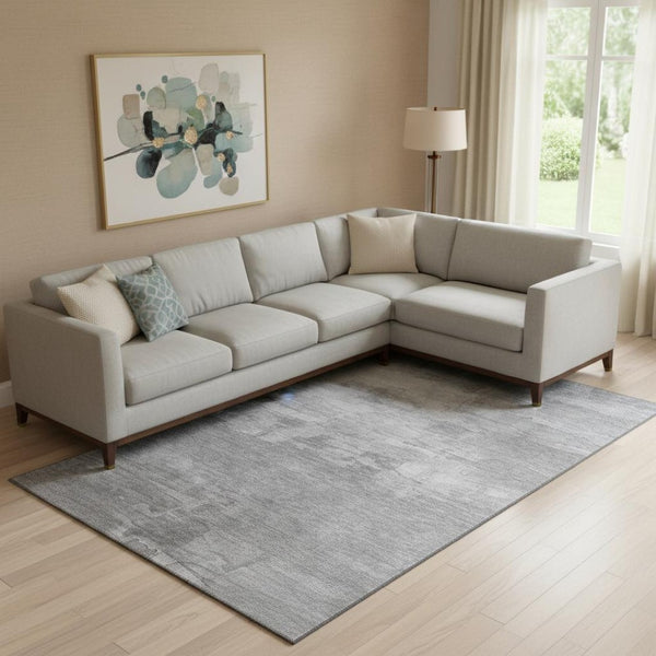 HomeRoots 10' Gray Silver & Charcoal Striped Washable Area Rug – UV Resistant, Stain-Proof, Non-Slip Design 693870