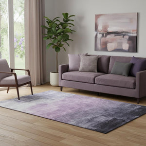 HomeRoots 5' x 8' Stylish Lavender & Lilac Striped Washable Area Rug with UV Protection for Modern Spaces 693872