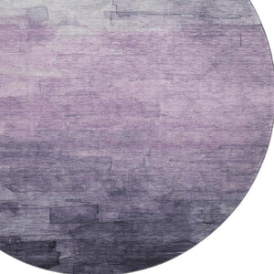 HomeRoots 8' X 8' Round Rug in Lavender & Lilac Stripes - Washable, Durable, UV-Protected for Any Space! 693873