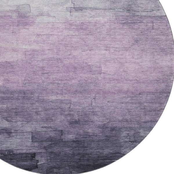 HomeRoots 8' X 8' Round Rug in Lavender & Lilac Stripes - Washable, Durable, UV-Protected for Any Space! 693873