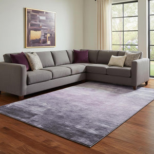 HomeRoots 8' Soft Lavender & Lilac Striped Area Rug - Stain Resistant, UV Protected, Washable for Easy Care 693874