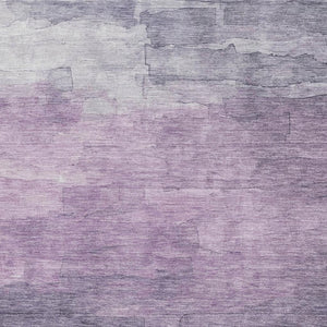 HomeRoots 8' Soft Lavender & Lilac Striped Area Rug - Stain Resistant, UV Protected, Washable for Easy Care 693874
