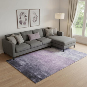 HomeRoots 9' X 12' Striped Lavender Lilac Area Rug – Durable, Stain-Resistant, UV-Protected for Any Space 693875