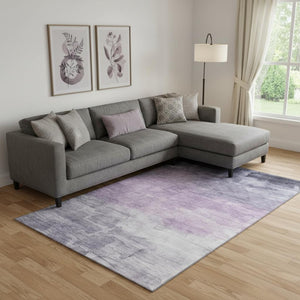 HomeRoots 10' X 14' Lavender & Lilac Striped Area Rug - Washable, UV Protected, Durable & Stylish Home Essential 693876