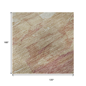 HomeRoots 10' Washable Mauve Beige Pink Striped Area Rug with UV Protection – Durable, Stylish & Family-Friendly! 693882
