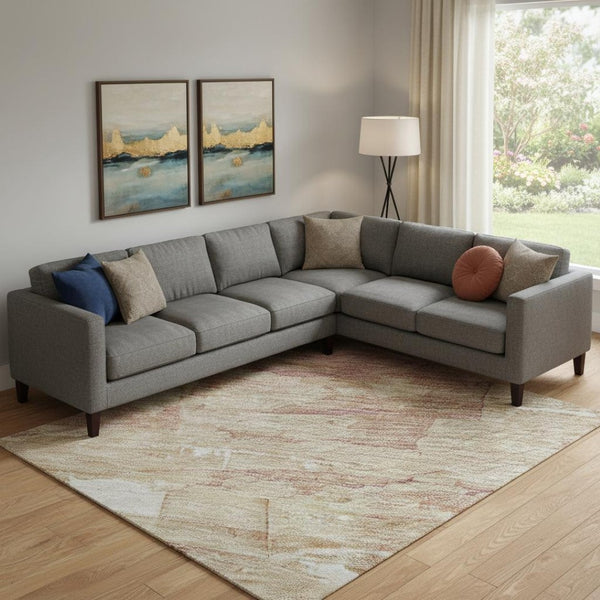 HomeRoots 10' Washable Mauve Beige Pink Striped Area Rug with UV Protection – Durable, Stylish & Family-Friendly! 693882