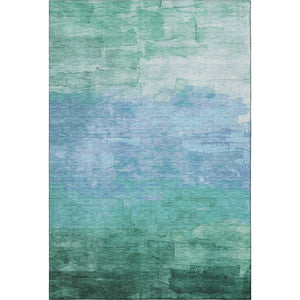 HomeRoots 8' Teal And Aqua Striped Area Rug - Durable, Washable, UV-Protected for Stylish, Active Homes 693886