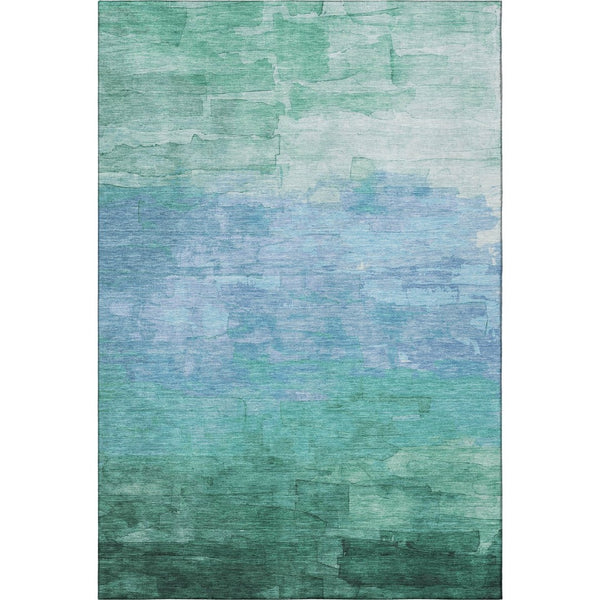 HomeRoots 8' Teal And Aqua Striped Area Rug - Durable, Washable, UV-Protected for Stylish, Active Homes 693886