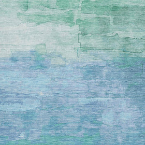 HomeRoots 10' X 14' Teal & Aqua Striped Area Rug - Durable, Washable, UV-Protected for Stylish Indoor & Outdoor Use 693888