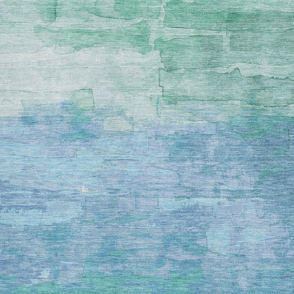 HomeRoots 10' X 14' Teal & Aqua Striped Area Rug - Durable, Washable, UV-Protected for Stylish Indoor & Outdoor Use 693888