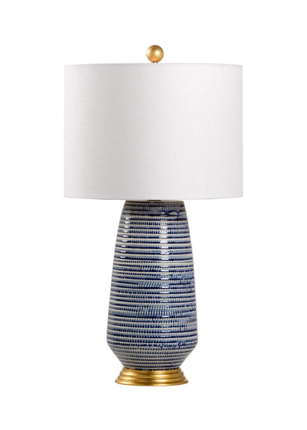 Chelsea House Hive Cobalt Blue Glazed Porcelain Table Lamp With Antique Gold Leaf Base, Off-White Linen Shade, 28.5" 69389