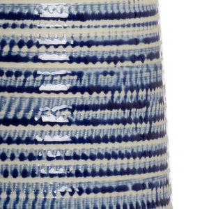 Chelsea House Hive Cobalt Blue Glazed Porcelain Table Lamp With Antique Gold Leaf Base, Off-White Linen Shade, 28.5" 69389