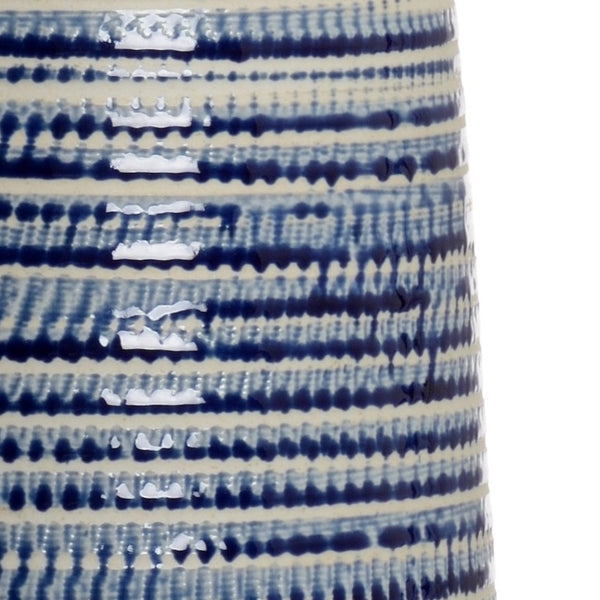 Chelsea House Hive Cobalt Blue Glazed Porcelain Table Lamp With Antique Gold Leaf Base, Off-White Linen Shade, 28.5" 69389