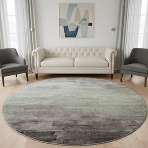 HomeRoots 8' X 8' Stylish Taupe & Beige Striped Round Rug – Washable, UV Protected, Durable for Any Space! 693891
