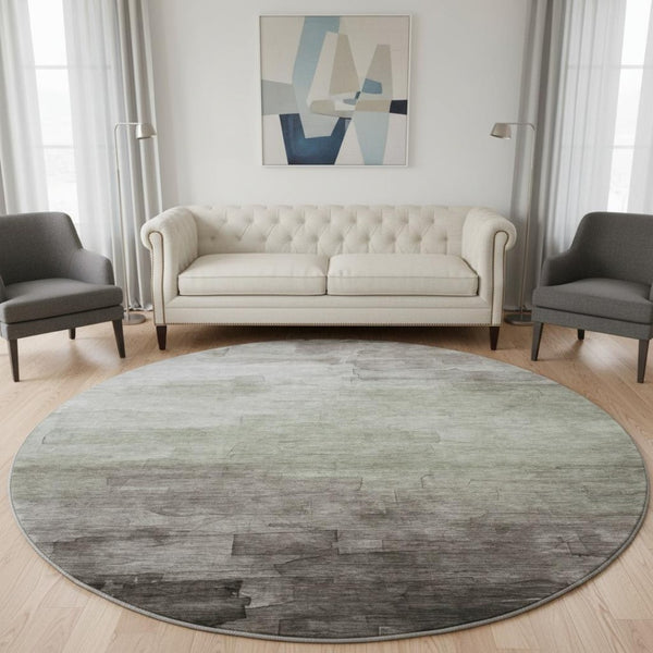 HomeRoots 8' X 8' Stylish Taupe & Beige Striped Round Rug – Washable, UV Protected, Durable for Any Space! 693891