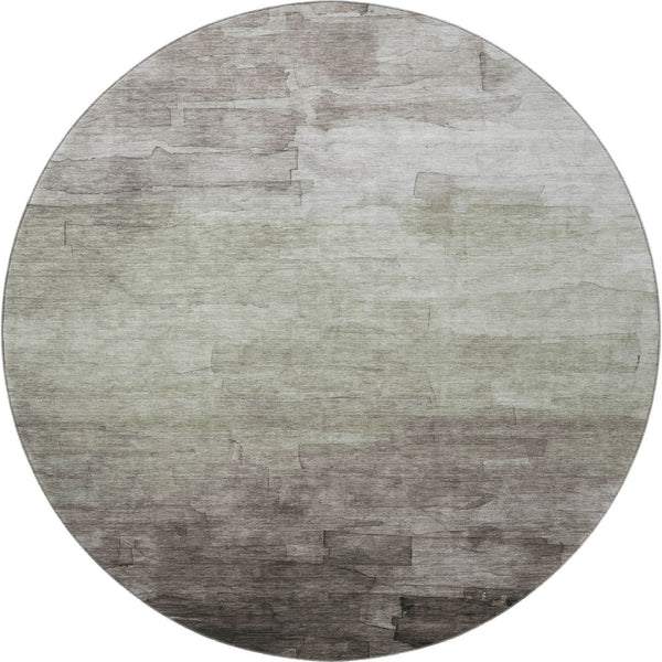 HomeRoots 8' X 8' Stylish Taupe & Beige Striped Round Rug – Washable, UV Protected, Durable for Any Space! 693891