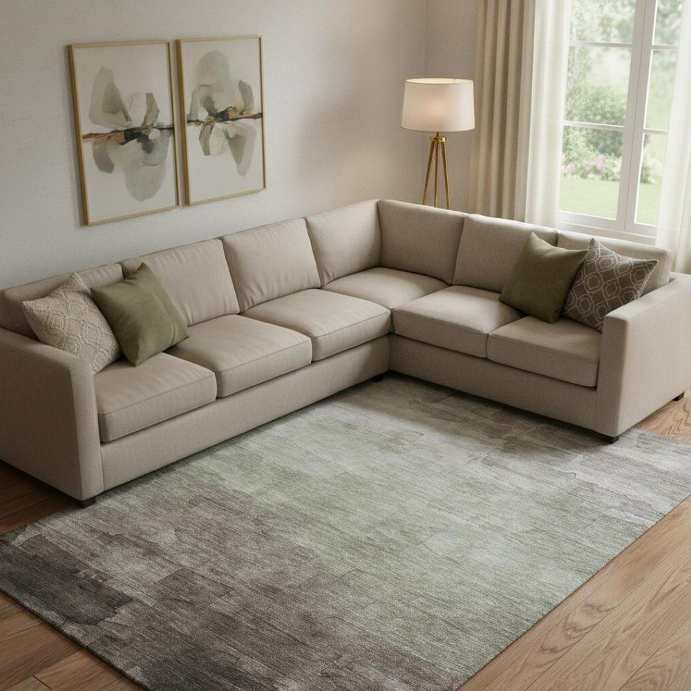 HomeRoots 9' X 12' Versatile Taupe and Beige Striped Area Rug - Washable, UV Resistant & Perfect for High-Traffic Spaces 693893