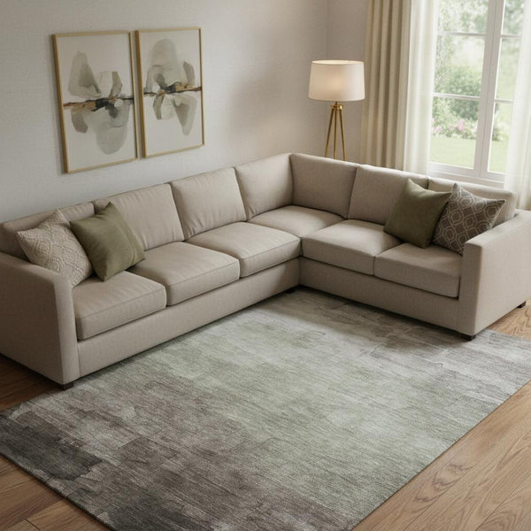 HomeRoots 9' X 12' Versatile Taupe and Beige Striped Area Rug - Washable, UV Resistant & Perfect for High-Traffic Spaces 693893