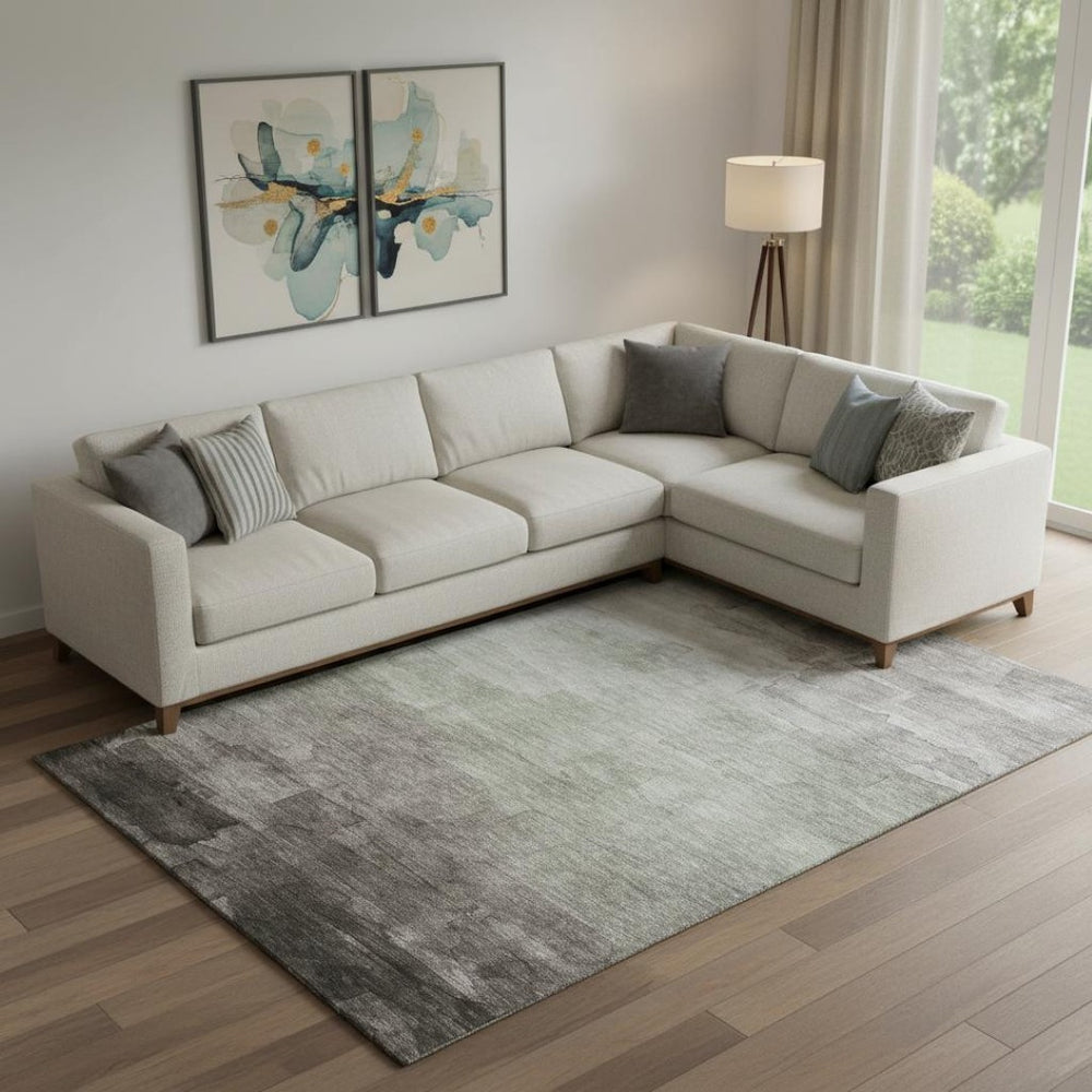 HomeRoots 10' Taupe & Beige Striped Washable Area Rug with UV Protection - Durable, Stain-Resistant Design! 693894