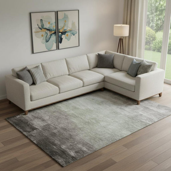 HomeRoots 10' Taupe & Beige Striped Washable Area Rug with UV Protection - Durable, Stain-Resistant Design! 693894