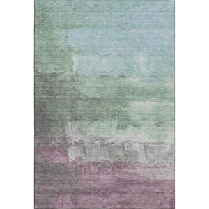 HomeRoots 5' Abstract Washable Area Rug in Artichoke Green, Pale Aqua & Blush - Stain Resistant, UV Protected Decor 693896