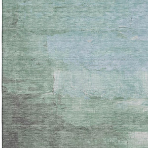 HomeRoots 5' Abstract Washable Area Rug in Artichoke Green, Pale Aqua & Blush - Stain Resistant, UV Protected Decor 693896