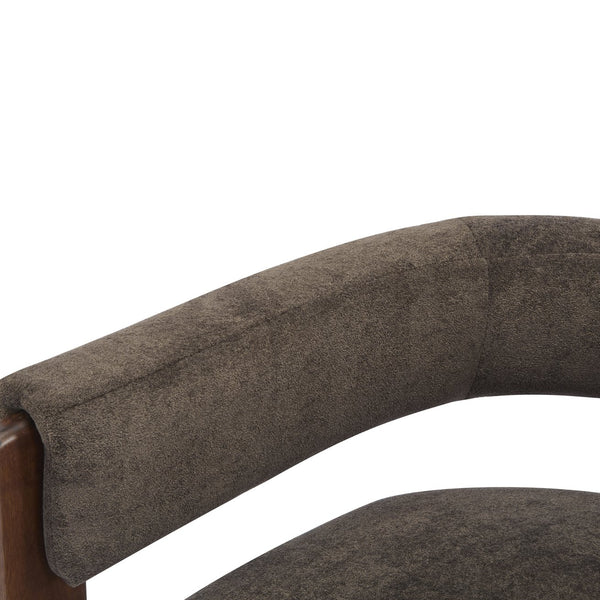 English Elm Christopher Knight Home® - Modern Velvet Upholstered Accent Arm chair with Barrel Back Design, Luxurious Velvet Comfort & Curved Legs Dark Brown,Walnut 29.5 L x 25.5 W x 14.5 H N776P205886D