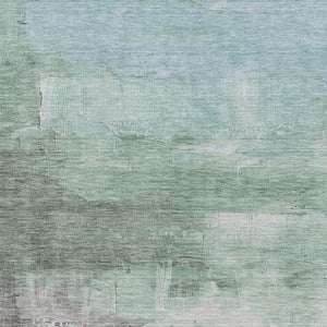HomeRoots 9' X 12' Abstract Area Rug in Artichoke Green, Aqua, & Blush – Washable, UV Protected & Stain Resistant 693899