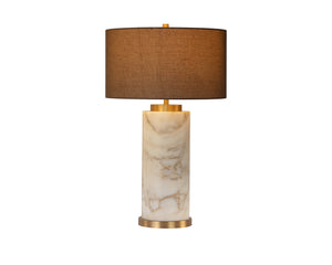 Sunpan Apollolina Table Lamp - Modern Elegance In Hand-carved Italian Marble With Grey Linen Shade Grey Fabric 112418