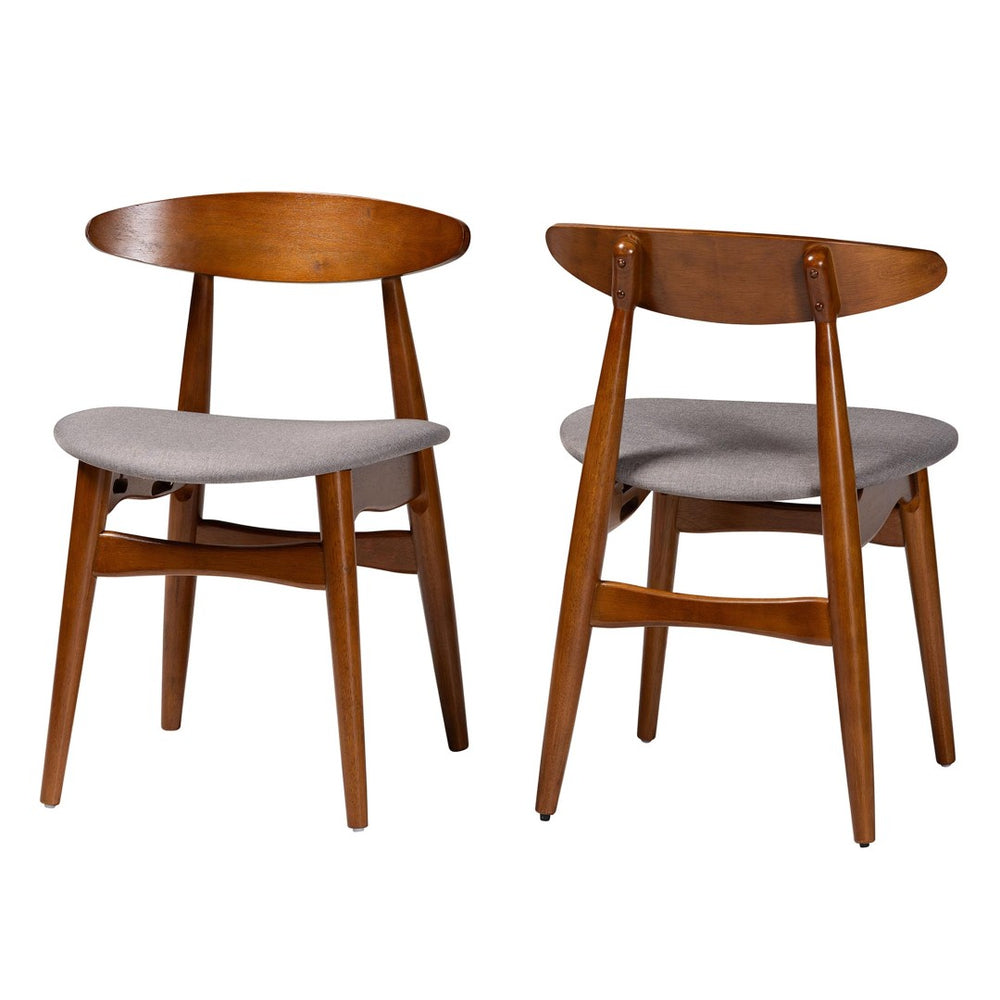 Baxton Studio Baxton Studio Flora Mid-Century Modern Dining Chair - Light Grey Fabric & Oak Finish, Stylish Comfort Flora-Medium Oak-DC