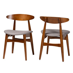 Baxton Studio Baxton Studio Flora Mid-Century Modern Dining Chair - Light Grey Fabric & Oak Finish, Stylish Comfort Flora-Medium Oak-DC