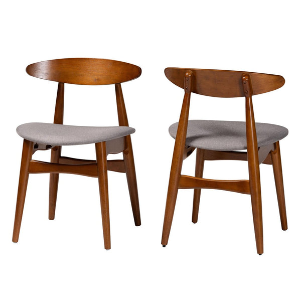 Baxton Studio Baxton Studio Flora Mid-Century Modern Dining Chair - Light Grey Fabric & Oak Finish, Stylish Comfort Flora-Medium Oak-DC