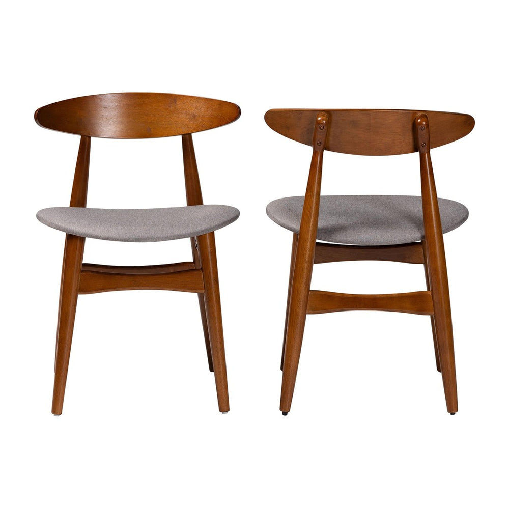 Baxton Studio Baxton Studio Flora Mid-Century Modern Dining Chair - Light Grey Fabric & Oak Finish, Stylish Comfort Flora-Medium Oak-DC