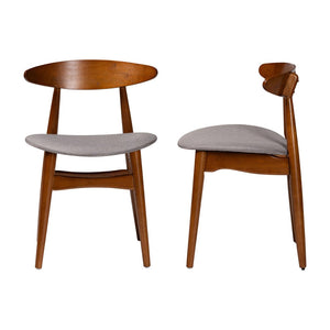 Baxton Studio Baxton Studio Flora Mid-Century Modern Dining Chair - Light Grey Fabric & Oak Finish, Stylish Comfort Flora-Medium Oak-DC