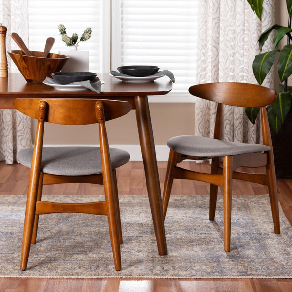 Baxton Studio Baxton Studio Flora Mid-Century Modern Dining Chair - Light Grey Fabric & Oak Finish, Stylish Comfort Flora-Medium Oak-DC