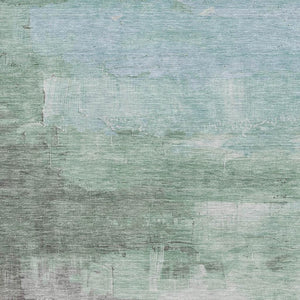 HomeRoots 10' X 14' Abstract Area Rug in Artichoke Green, Pale Aqua & Blush - Washable, UV Protected & Stylish! 693900