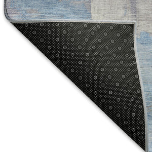 HomeRoots 9' X 12' Washable Area Rug - Soft Beige with Salmon & Blue Abstract Design, UV Protected & Durable 693905