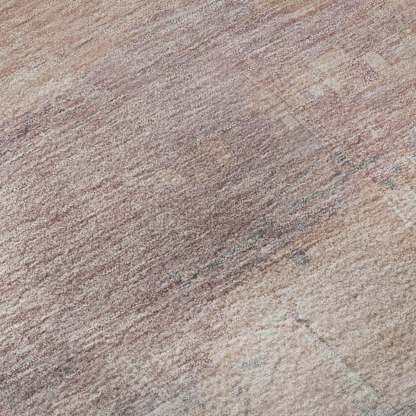 HomeRoots 9' X 12' Washable Area Rug - Soft Beige with Salmon & Blue Abstract Design, UV Protected & Durable 693905